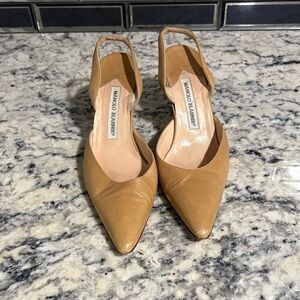 Manolo Blahnik Camel Pointed Slingback Heels